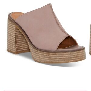 NEW Lucky Brand Dusty Rose Women's Dinali Platform Mule Sandals chunky suede 10